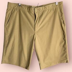 Urban Frontier Mens Chino Stretch Golf Tan Khaki Shorts Waist 36 Flat Front